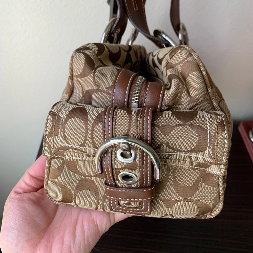 Coach Tan and Brown Signature Satchel - Picture 5 of 16